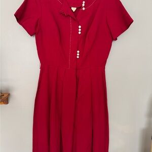 Vintage Red Button-Up Dress